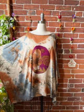 OOAK Spring Collection - Callisto Kantha Crescent Moon Tunic Poncho Top