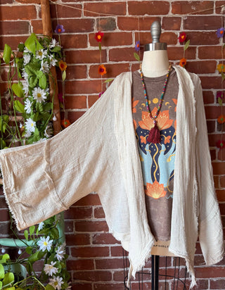 Mountain Meadow 100% Cotton Gauze Boho Light Kimono Layer - Multiple Colors Available