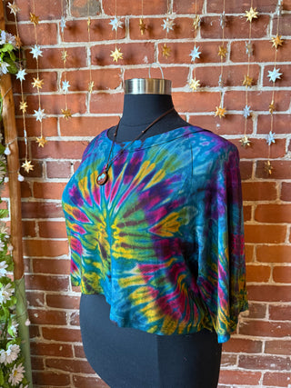 Dark Side of the Moon Teal Cropped Tie Dye Tee