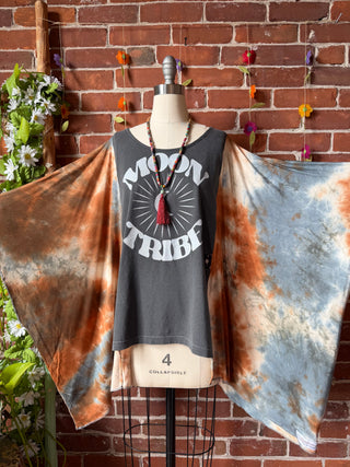 OOAK Summer Collection- Upcycled Moon Tribe Flowy Tie Dye Tunic Poncho