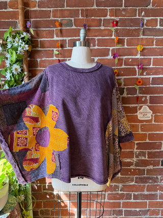 OOAK Summer Collection - Upcycled Flower Patch Patchwork Poncho Style Top