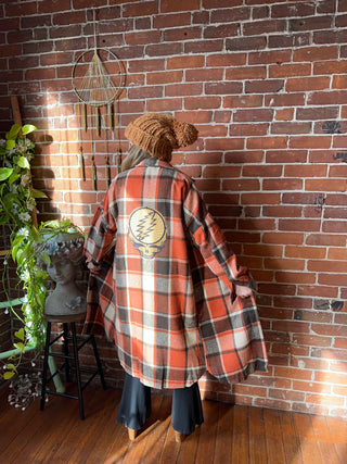 Grateful Dead Inspired Long Plaid Jacket