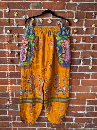 S/M Genevieve Kantha Cargo Harem Pants