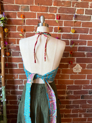 Size 14-20 In Bloom Reversible Kantha Halter Top - 100% Cotton - Fair Trade Made