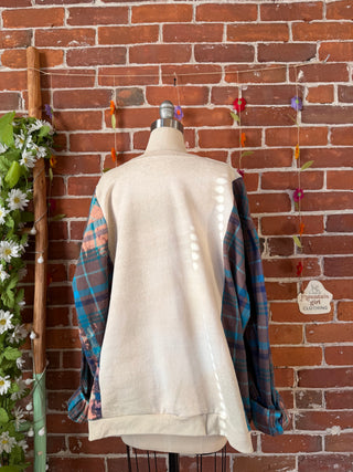 OOAK Autumn Collection - Upcycled Stevie Nicks Sweatshirt and Plaid Flannel Hybrid