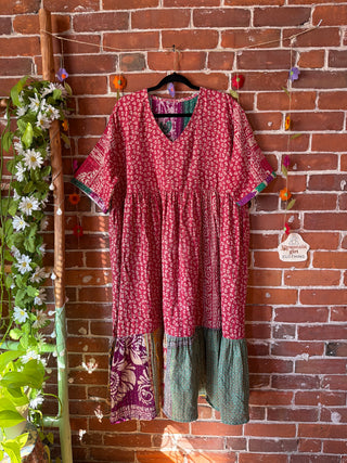 Coffee In The Morning Kantha Dress - Fits up to 3X - 100% Cotton- Fair Trade Made