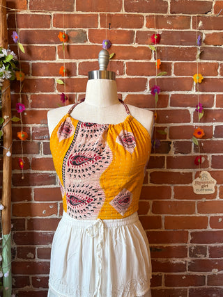 Size 14-20 In Bloom Reversible Kantha Halter Top - 100% Cotton - Fair Trade Made