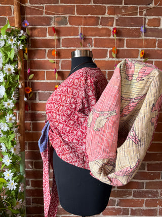 Plus Size Reversible Nova Kantha Bell Sleeve Wrap Top