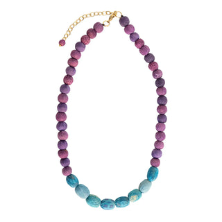 Kantha Couplet Necklace | Plum/Turquoise-Fair Trade Made- Final Sale