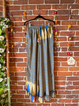 Festival Drift Wide Leg Recycled Sari Lounge Pants - Free Size - Fair Trade Made