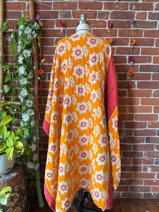 OOAK Autumn Collection-Reversible Stardust Kantha Ruana Jacket With Pockets
