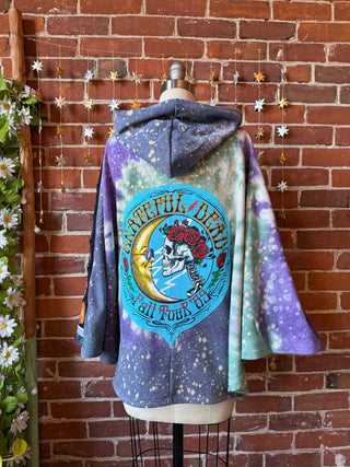 OOAK Winter Collection- Upcycled Grateful Dead Inspired Tie Dye Granny Square Hoodie Poncho