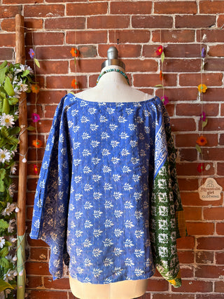 OOAK Summer Collection - Reversible Cosmic Drift Kantha Poncho Top - 2 Tops in 1