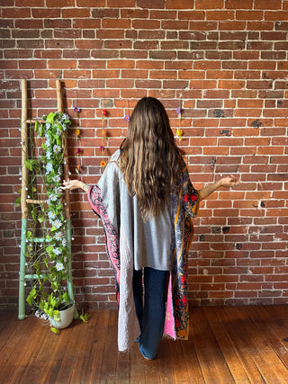 Upcycled Front Pockets University of Vermont Hi Lo Kantha Poncho Top