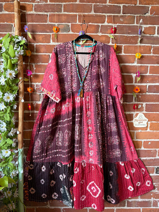 Coffee In The Morning Kantha Dress - Fits up to 3X