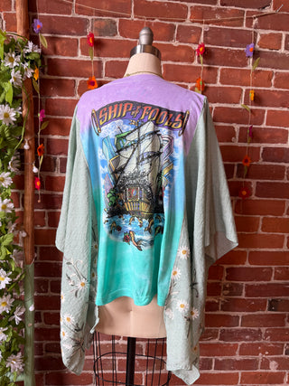 Grateful Dead Ship Of Fools Inspired Daisy Embroidered Floral Poncho