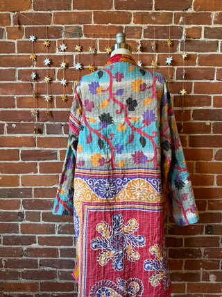 Reversible Kantha Long Wrap Jacket / Robe