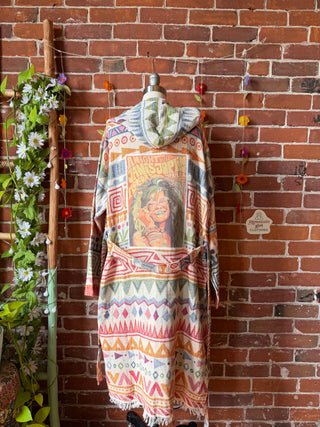 OOAK Spring Collection - Upcycled Pearl Classic Rock Inspired Rainbow Hooded Robe/Kimono
