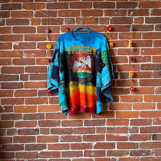 Upcycled Patchwork Led Zeppelin Poncho Tee