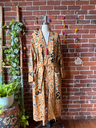 Grateful Dead Inspired Long Tapestry Robe Kimono w/ Pockets + Belt - Fair Trade Made