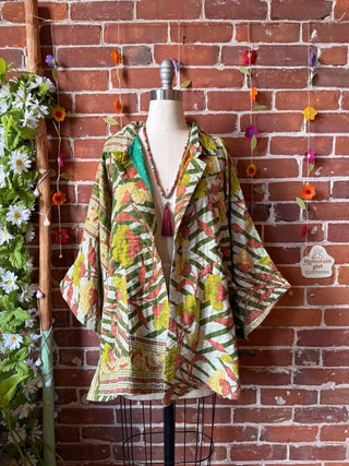 OOAK Summer Collection - Upcycled  Pink Floyd Inspired Vintage Kantha Jacket