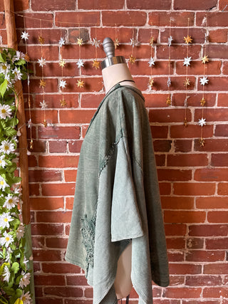 OOAK Winter Collection - Upcycled Kantha Peace Sign Patchwork Poncho Style Top 🌼