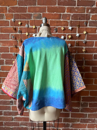 Upcycled Pink Floyd Cropped Kantha Top