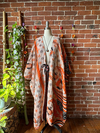 OOAK Autumn Collection-Reversible Stardust Kantha Ruana Jacket With Pockets