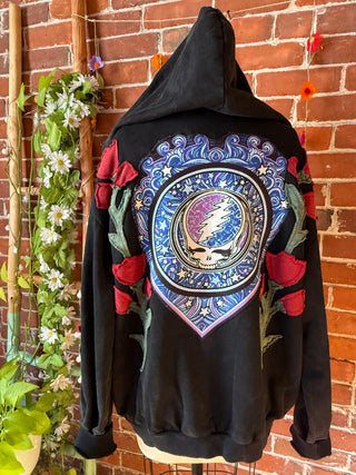 OOAK Autumn Collection Grateful Dead Inspired Artisan Bloom Floral Zip Up Hoodie