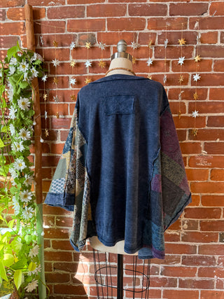 OOAK Winter Collection - Upcycled Kantha Peace Sign Patchwork Poncho Style Top 🌼