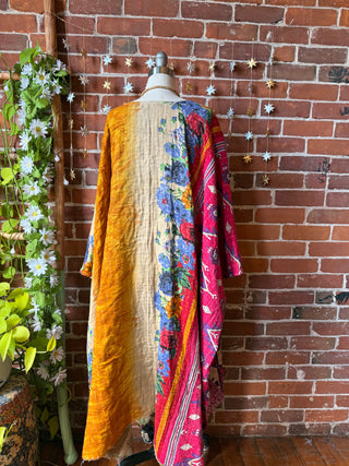OOAK Autumn Collection-Reversible Stardust Kantha Ruana Jacket With Pockets