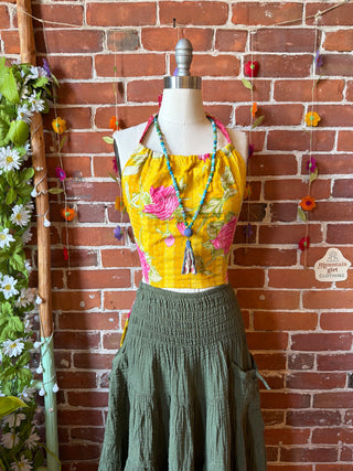 Size 0-12 In Bloom Reversible Kantha Halter Top