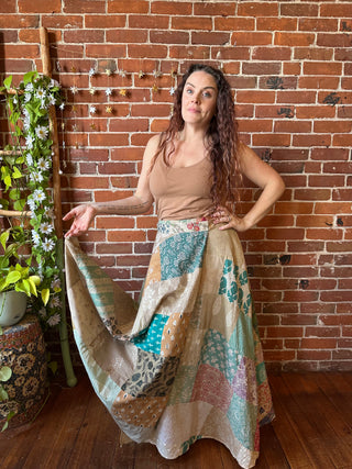 Afternoon Tea 100% Cotton Upcycled Patchwork Wrap Skirt