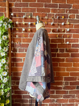 OOAK Winter Collection - Upcycled Kantha Flower Patch Patchwork Poncho Style Top 🌼