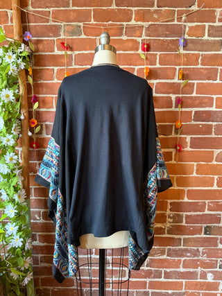 Grateful Dead Skeleton Inspired Embroidered Black Poncho