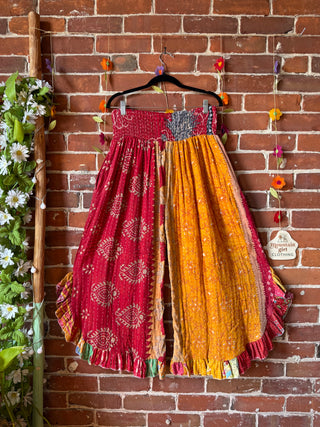 Coffee In The Morning Kantha Ruffle Wide Leg Lounge Pants - Fits up to 2X - Fair Trade Made