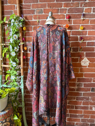 Wildflower Goddess Flowy Woven Fringe Kimono Ruana - Made In Canada