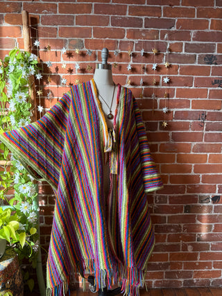OOAK Winter Collection - Rainbow Dreamer Fringe Wearable Blanket Robe