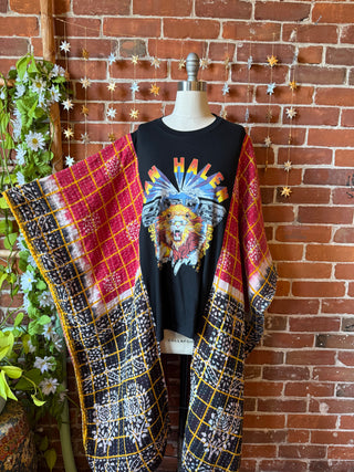 OOAK Winter Collection - Van Halen Inspired Tie Dye Boho Kantha Hi Lo Poncho Top