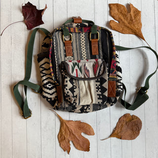 Bohemian Upcycled Patchwork Woven Mini Backpack