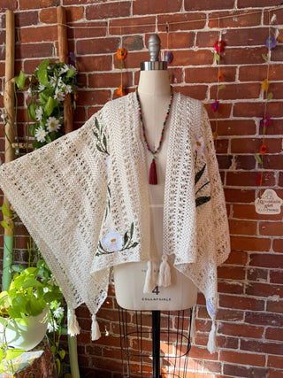 OOAK Autumn Collection - Dolly Inspired Embroidered Daisy Poncho