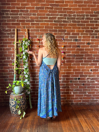 Delphia Recycled Halter Style Sari Dress