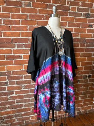 Free Size Raven Tie Dye Poncho Top