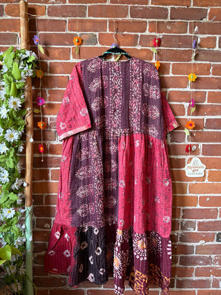 Coffee In The Morning Kantha Dress - Fits up to 3X