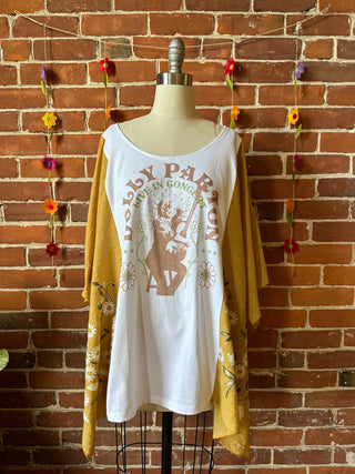 Daisy Dolly Parton Inspired Golden Yellow Embroidered Poncho