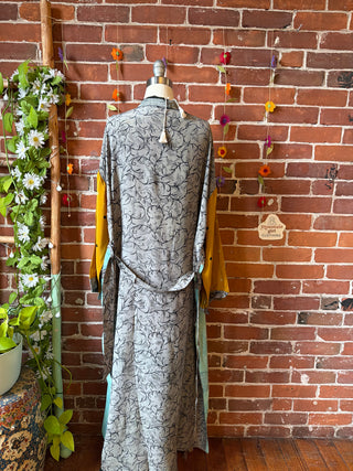 Summer Dreams 100% Sari Silk Robe Kimono w/ Pockets + Belt - Fair Trade Made