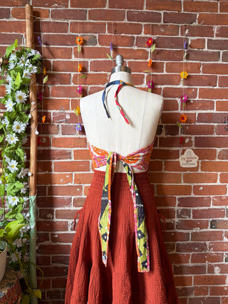 In Bloom Reversible Kantha Halter Top - 100% Cotton - Fair Trade Made - “Plus” Size