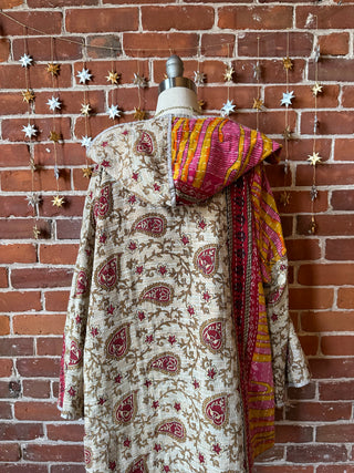 Willow Reversible Kantha Hooded Patchwork Jacket