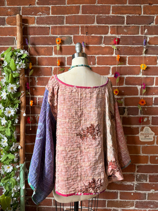 OOAK Summer Collection - Reversible Cosmic Drift Kantha Poncho Top - 2 Tops in 1