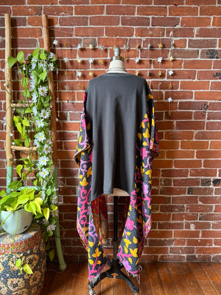 OOAK Winter Collection- Upcycled Stevie Silver Springs Inspired Hi Lo Kantha Poncho Top